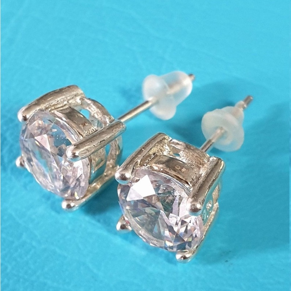 Cubic Zirconium Gold Plated Stud Earrings